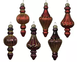 Decoris kerstornament glas 16cm Rood/paars