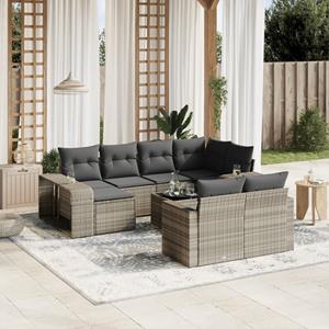 VidaXL 11-delige Loungeset met kussens poly rattan lichtgrijs