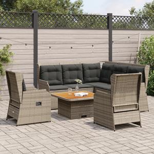 VidaXL 6-delige Loungeset met kussens poly rattan grijs