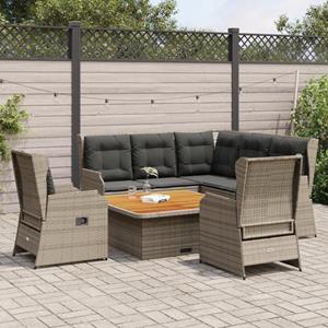 VidaXL 6-delige Loungeset met kussens poly rattan grijs