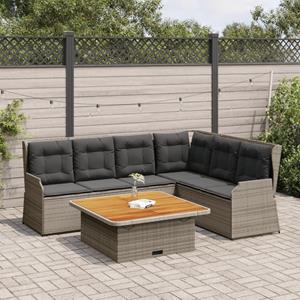 VidaXL 5-delige Loungeset met kussens poly rattan grijs