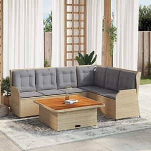 VidaXL 5-delige Loungeset met kussens poly rattan beige