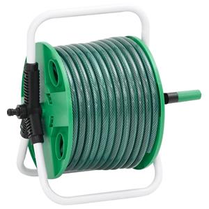 VidaXL Slanghaspel met slangkoppelset 0,5" 50 m vrijstaand PVC groen