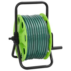 VidaXL Slanghaspel met slangkoppelset 0,5" 50 m vrijstaand PVC groen