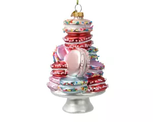 Decoris kerstornament glas macarons 13.5cm multi