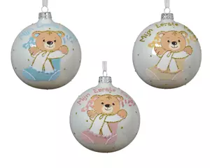 Decoris kerstbal glas geboortebal 10cm