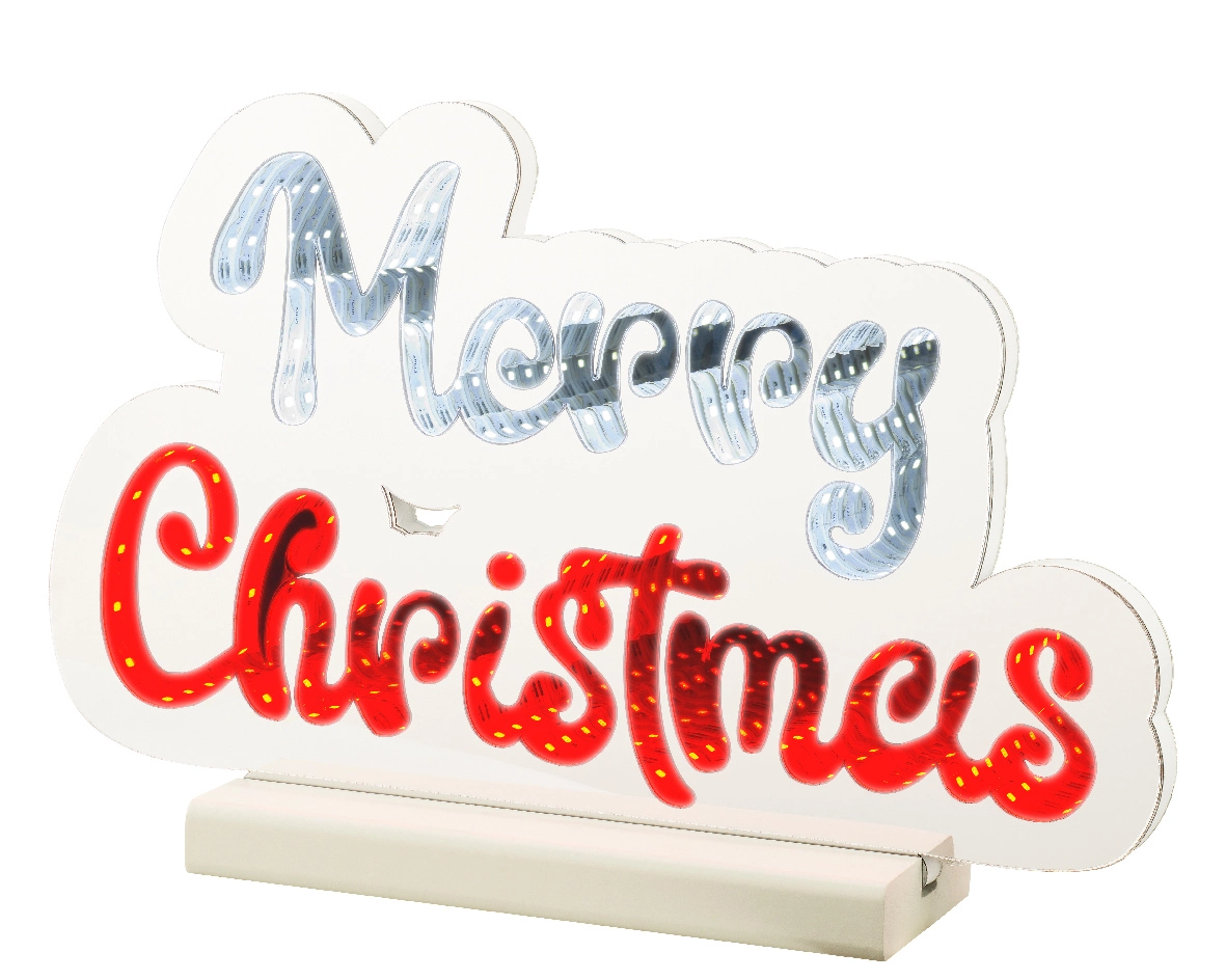 Lumineo Kaemingk Infinity light LED Merry Christmas 20x32.4x32cm Wit/Rood