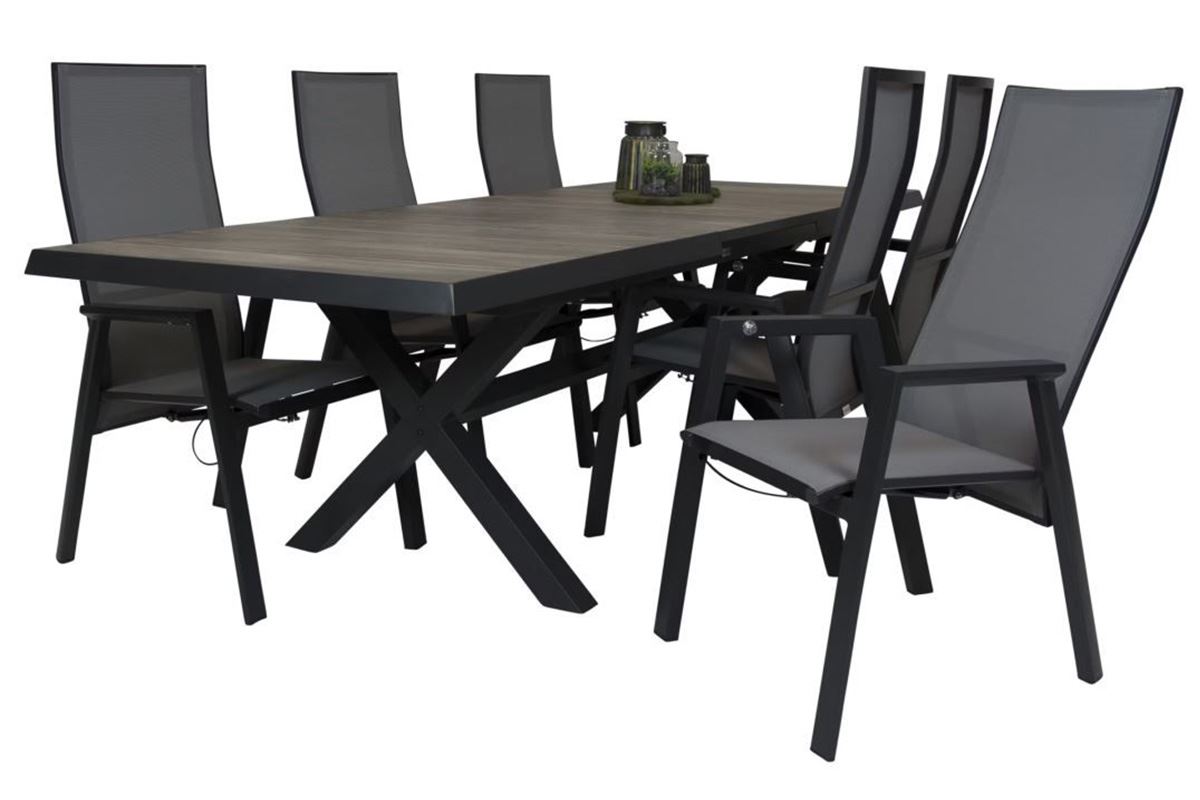 Relax Diningset Uitschuiftafel Orlando Palermo 7-delig 205/265 x 100 cm