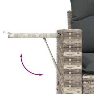 vidaXL 3-delige Loungeset met kussens poly rattan lichtgrijs