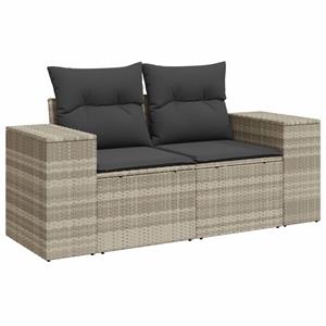 vidaXL 5-delige Loungeset met kussens poly rattan lichtgrijs