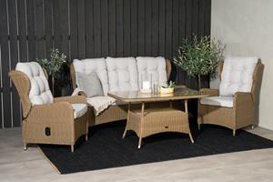 Nohr Loungeset Breanda Met bank, tafel en 2 verstelbare stoelen - Naturel