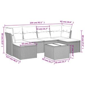 vidaXL 7-delige Loungeset met kussens poly rattan lichtgrijs