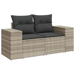 vidaXL 6-delige Loungeset met kussens poly rattan lichtgrijs