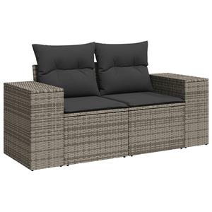 vidaXL 7-delige Loungeset met kussens poly rattan lichtgrijs