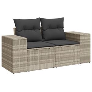 vidaXL 8-delige Loungeset met kussens poly rattan lichtgrijs