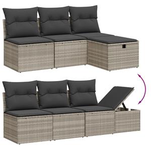 vidaXL 9-delige Loungeset met kussens poly rattan lichtgrijs