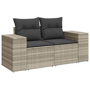 vidaXL 9-delige Loungeset met kussens poly rattan lichtgrijs