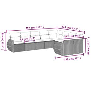 vidaXL 9-delige Loungeset met kussens poly rattan lichtgrijs