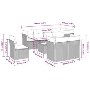 vidaXL 9-delige Loungeset met kussens poly rattan lichtgrijs