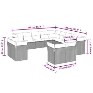 vidaXL 13-delige Loungeset met kussens poly rattan lichtgrijs