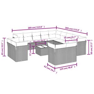 vidaXL 14-delige Loungeset met kussens poly rattan lichtgrijs