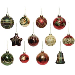 Decoris Luxe Kerstballen Mix Glas Assorti Kerst Kleuren