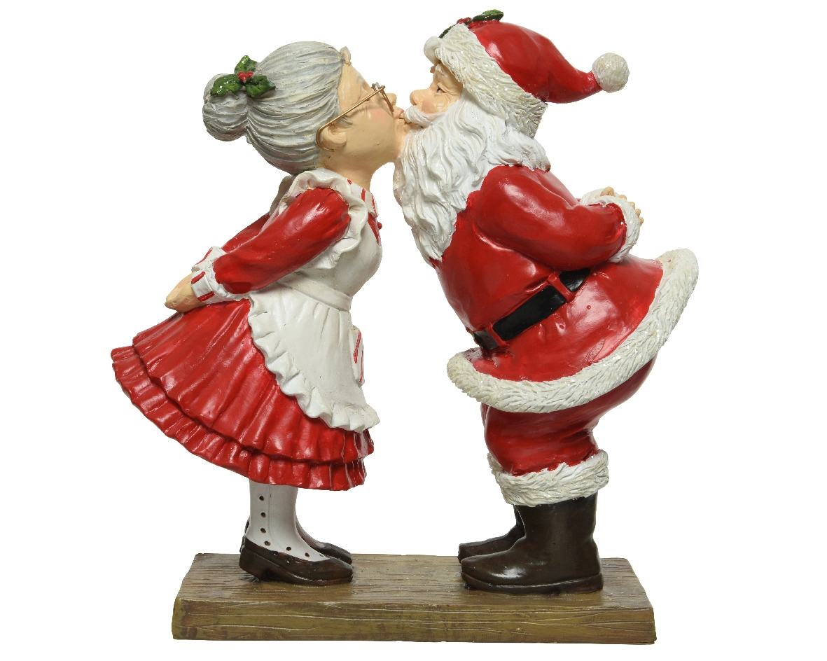 Kaemingk Kerstman en kerstvrouw 9x20x20cm rood