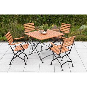 MERXX Tuin-eethoek Kasteeltuin 4 klapstoelen met tafel (5-delig)