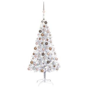 VidaXL Kunstkerstboom met verlichting en kerstballen 120 cm PET zilver