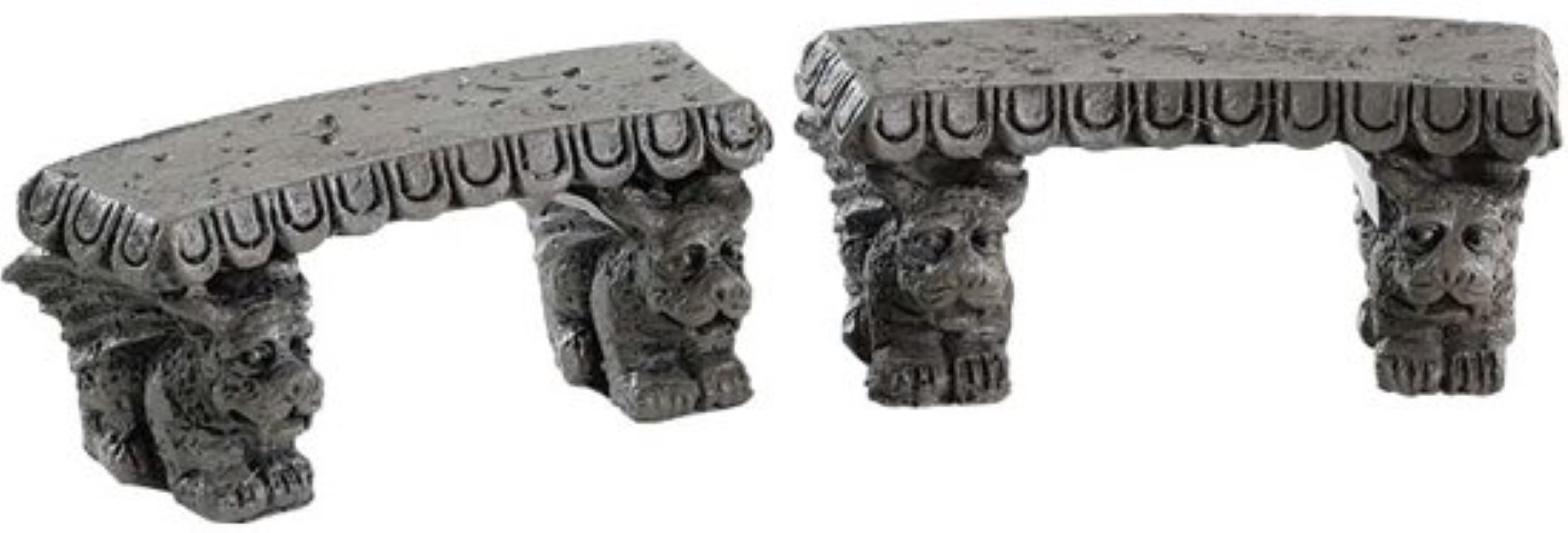 LEMAX Gargoyle stone benches set of 2 - 