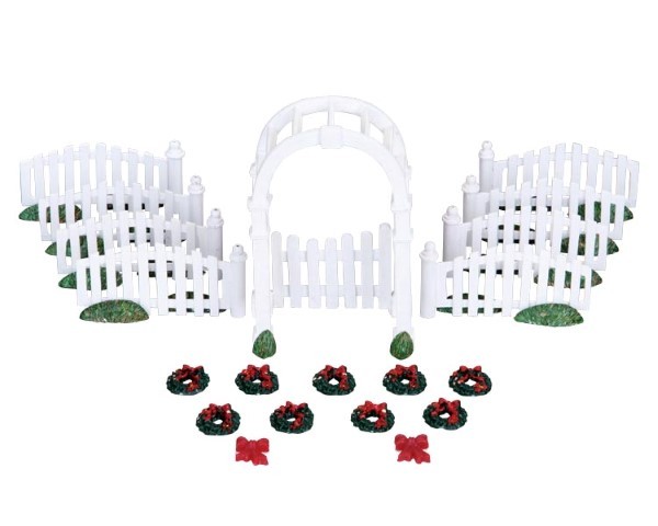 LEMAX Plastic arbor & picket fences with decorations - 