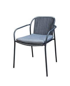 Yoi Vedella stackable dining chair without armrests aluminium dark grey/rope dark grey - 