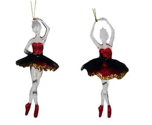 Kurt S. Adler Ornament plastic zwarte jurk ballerina l14cm - 