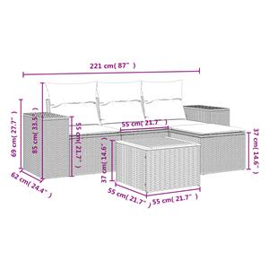 vidaXL 5-delige Loungeset met kussens poly rattan zwart