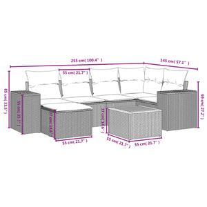 vidaXL 7-delige Loungeset met kussens poly rattan zwart