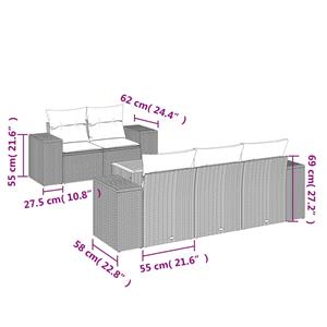 vidaXL 6-delige Loungeset met kussens poly rattan zwart