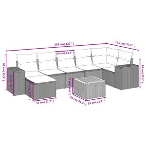 vidaXL 8-delige Loungeset met kussens poly rattan zwart