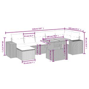 vidaXL 8-delige Loungeset met kussens poly rattan zwart