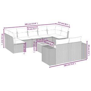 vidaXL 10-delige Loungeset met kussens poly rattan zwart