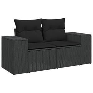 vidaXL 5-delige Loungeset met kussens poly rattan zwart