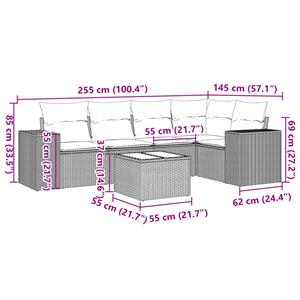 vidaXL 6-delige Loungeset met kussens poly rattan zwart