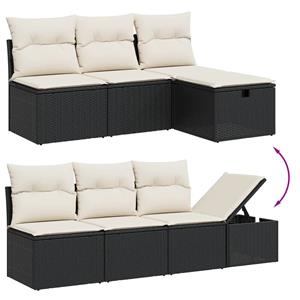 vidaXL 8-delige Loungeset met kussens poly rattan zwart