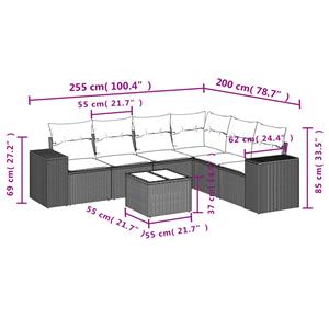 vidaXL 7-delige Loungeset met kussens poly rattan zwart