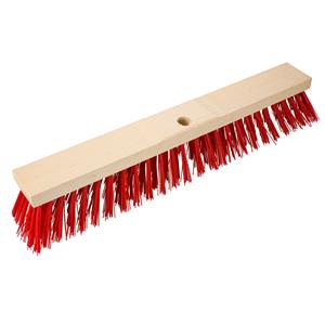 Buemag Bezemkop - Elaston - rood - hout - hard/extra stevig - 60 cm - 24mm - buitenbezem -