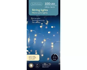 Lumineo Micro kerstverlichting op batterijen 100Led 4.95m Warm wit