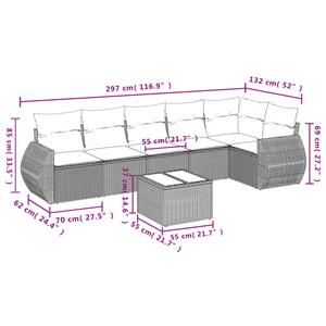 vidaXL 7-delige Loungeset met kussens poly rattan zwart