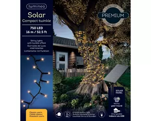 Lumineo Solar compact lights 16m/750LED zwart/klassiek warm