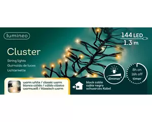 Lumineo Clusterverlichting 1.3m 144led Warm wit/ Klassisk warm