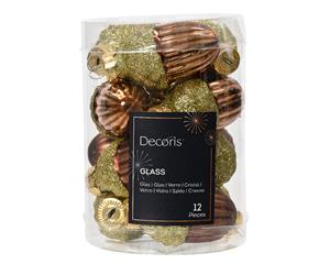 Decoris Eikel glas d3h4 cm espresso ass 12st kerst - 