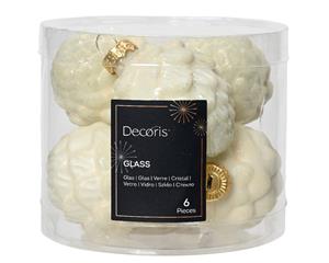 Decoris denappel glas d5h7 cm wlwt ass 6st kerst - 